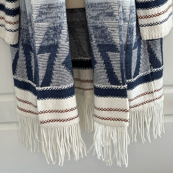 Nic+Zoe Rolling Clouds Blue Open Front Cardigan Sweater Size L Southwestern Boho - Picture 5 of 15